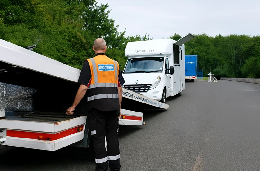 Intervention d'un agent qui dépanne un van